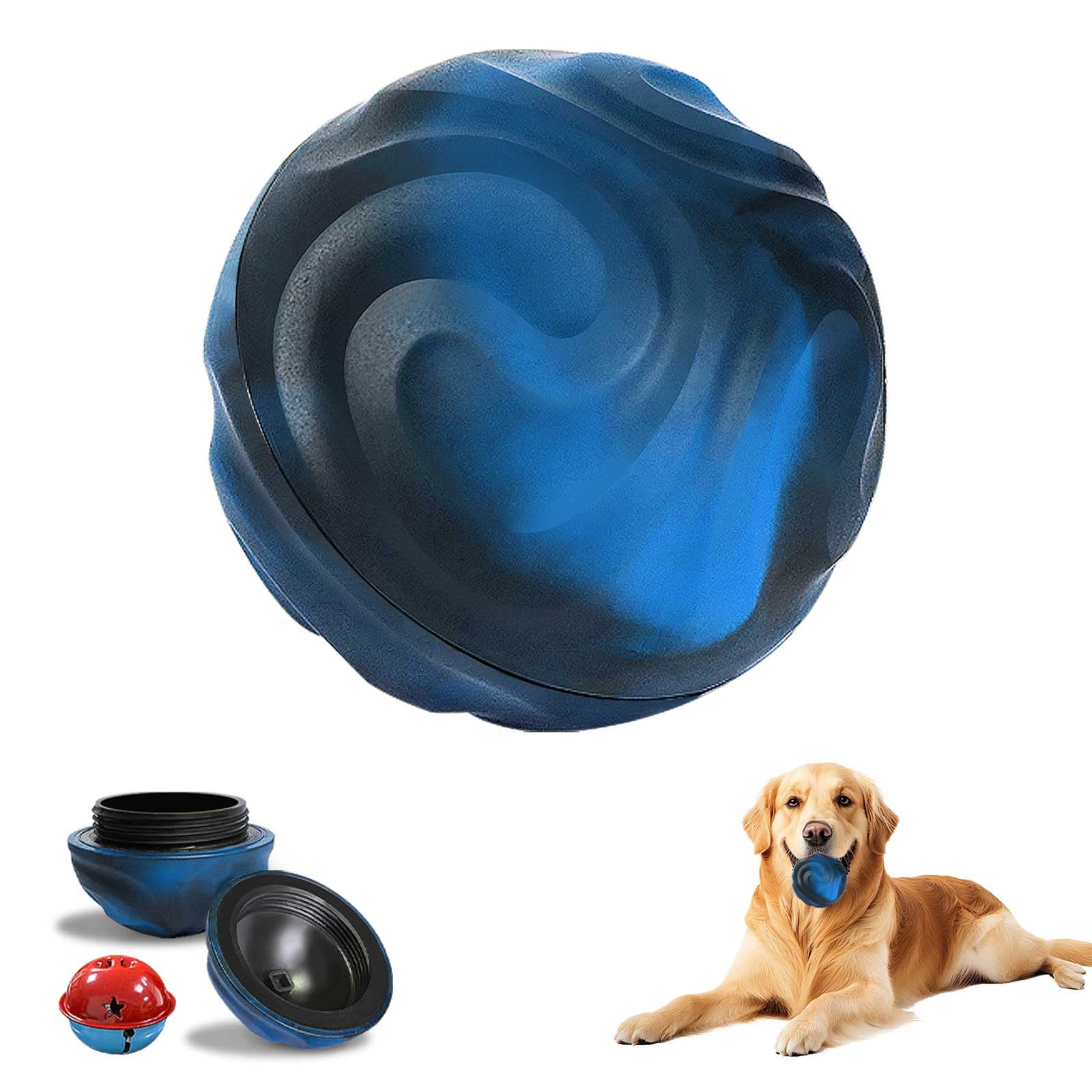 Yipetor Interactive Dog Toys Ball Unswallowable 3 3In Durable Replaceable Shell Rubber Dog Chewer Ball with Little Bell