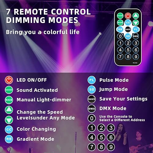 Miniatura 5 de Paquete de 3  36LED  Luz de escenario de DJ de 7 canales para escenario con control remoto y control DMX activadas por sonido, luces de fiesta para