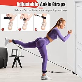 Resistance Bands with Handles for Women, 5 Level Exercise Bands Workout Bands for Physical Therapy, Yoga, Pilates, Door Anchor, Storage Pouch(Grey)