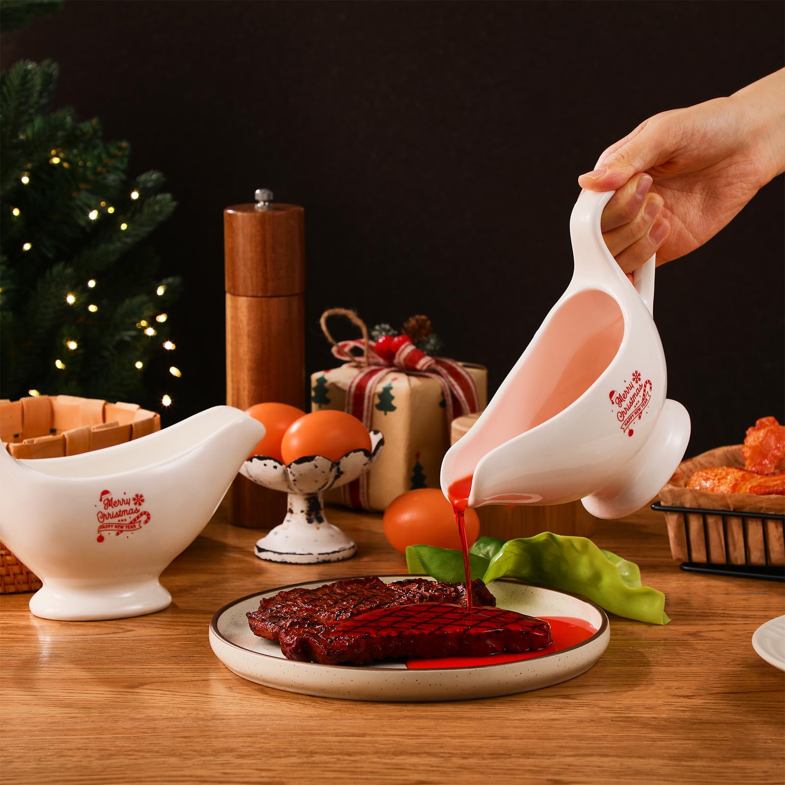Cygne ソースボート　Cygne Sauce Boat Amazon.com | Bokon 2 Pack Christmas White Gravy Boat 8 oz Sauce