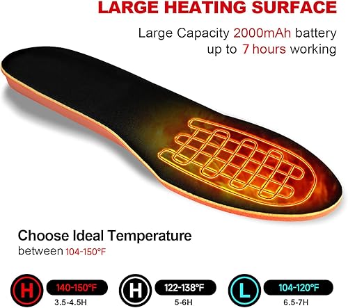 Miniatura 2 de Plantillas calefactables con control remoto recargables Eletric zapatos calefactables insertos para mujeres y hombres, calentador de pies