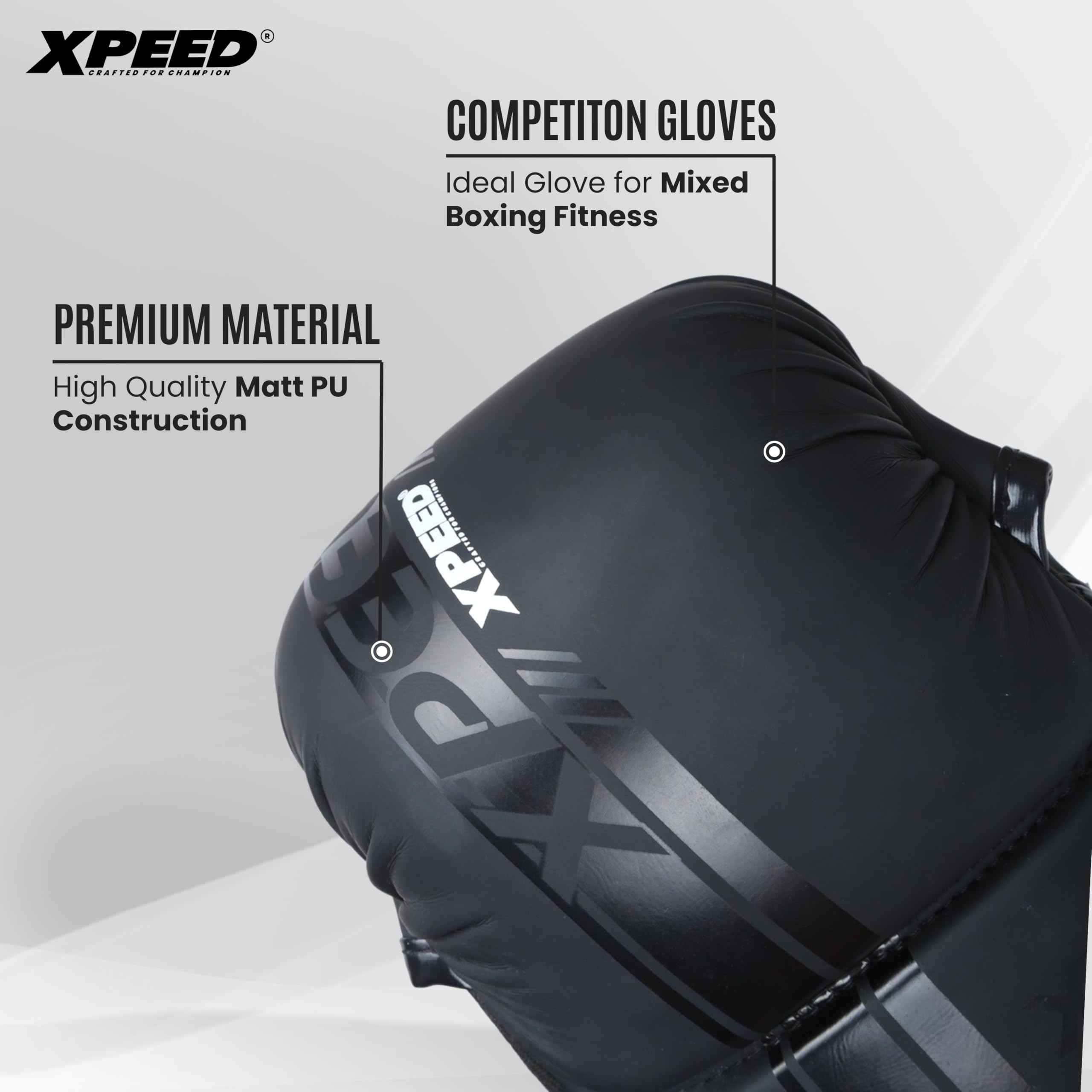 XPEED Striking MMA Guanti | Guanti da Grappling in PU opaco per arti marziali, sport da combattimento, MMA | Guanti da allenamento | Guanti sportivi versatili | Chiusura avvolgente con gancio e anello