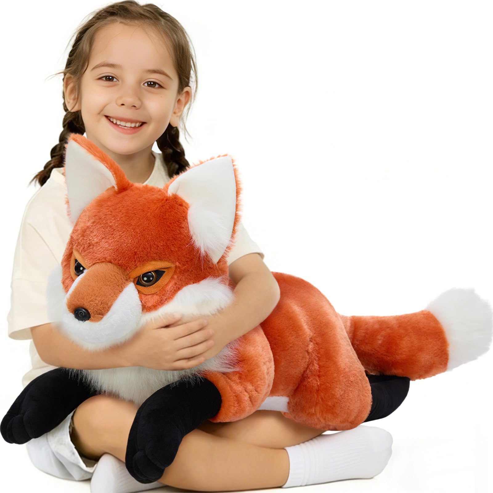MorisMos Giant Fox Soft Toys, 80cm Big Plush Fox Teddy Stuffed Animals Kawaii Large Cuddly Toy, XXL Fluffy Gift for Boys Girls Birthday Decorations — image 1