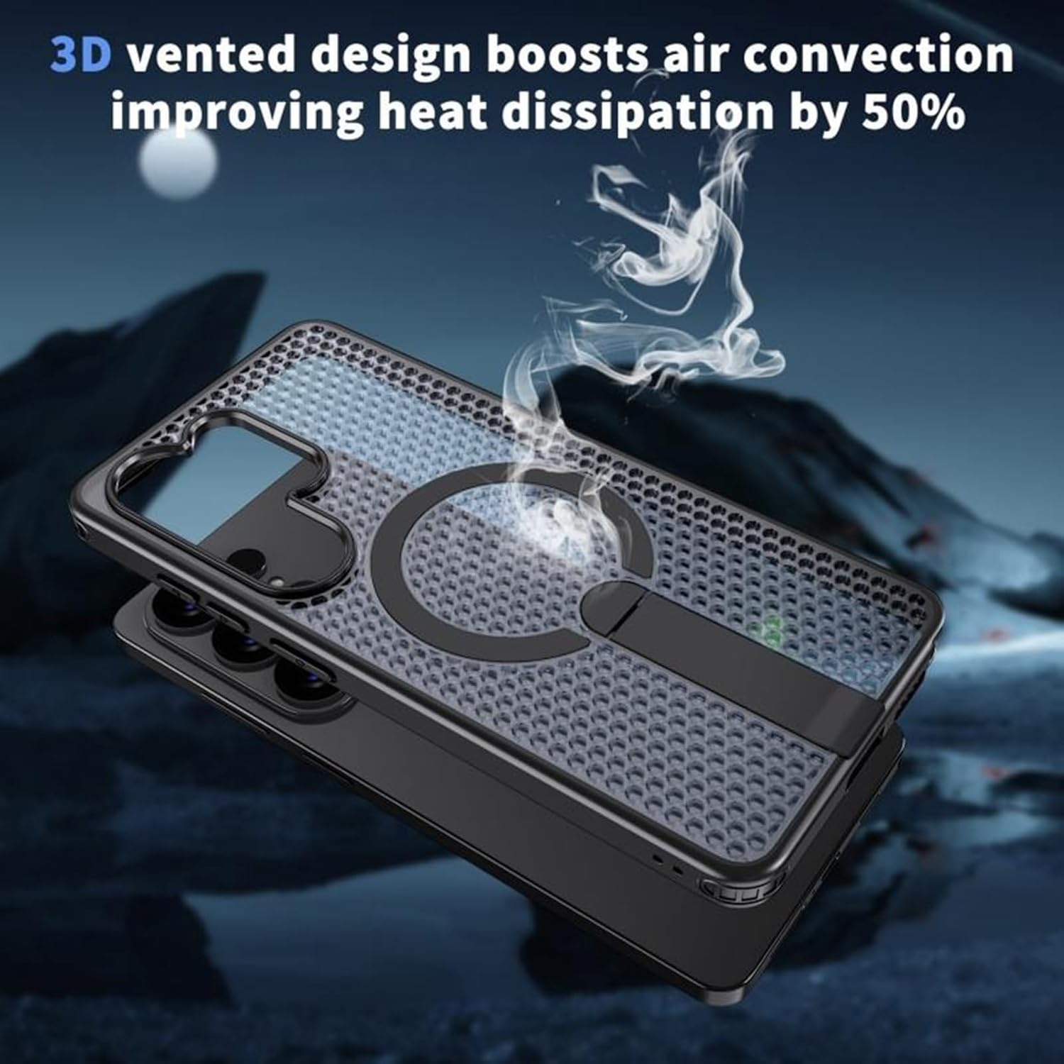 Magnetic Slim Case for Samsung Galaxy S26/S26 Plus/S26 Ultra, Translucent Heat Dissipation Design with Metal Kickstand Cover(Gray,S26)