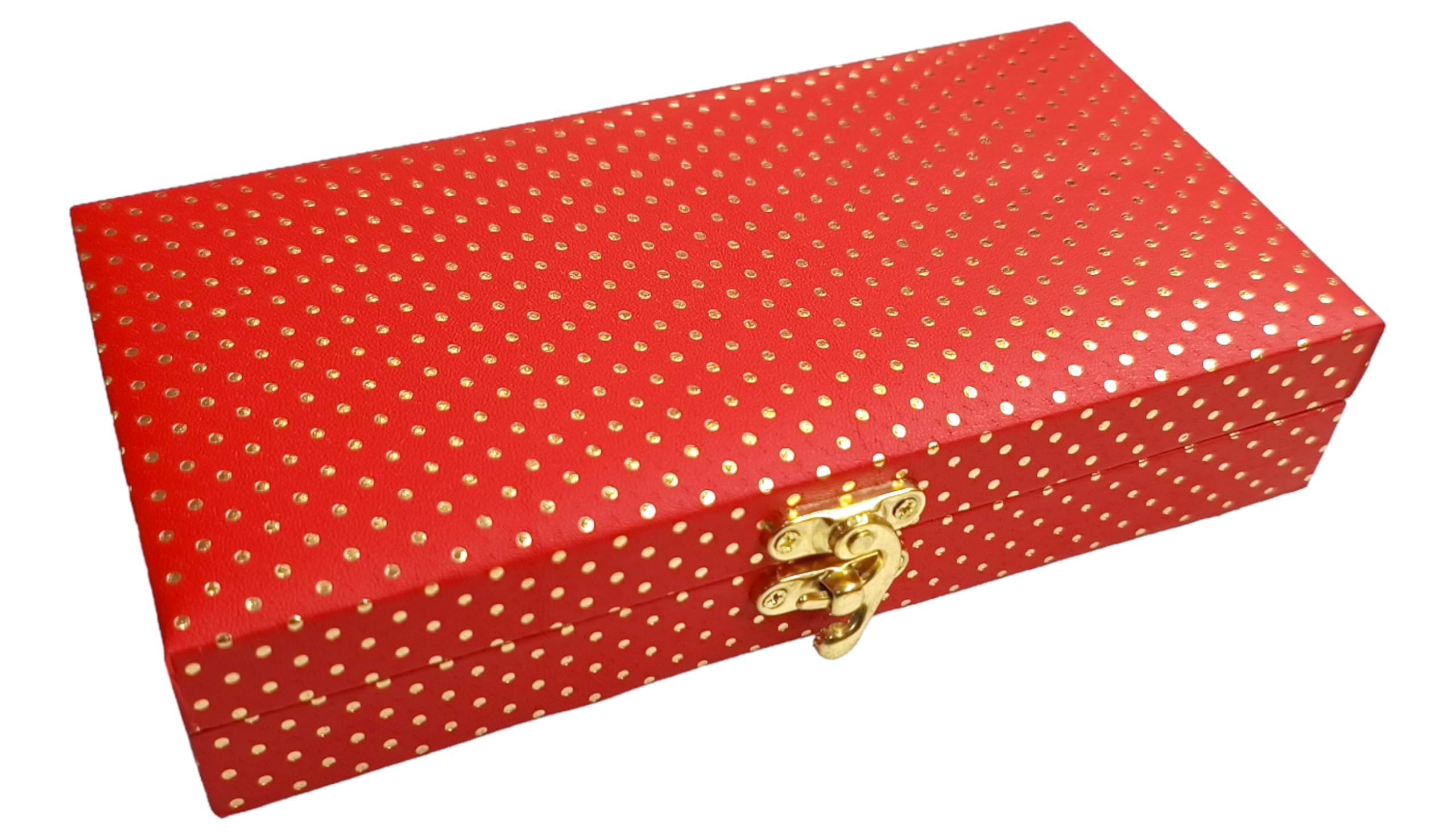 SHAKTISM Decorative and Attractive Box Cash Box, ShagunBox, JewelleryBox, MoneyBox Envelop Wedding, Gift Box, Bangel box With Golden Dotted Embroidery Design (Pack of 1Pc) (Red)