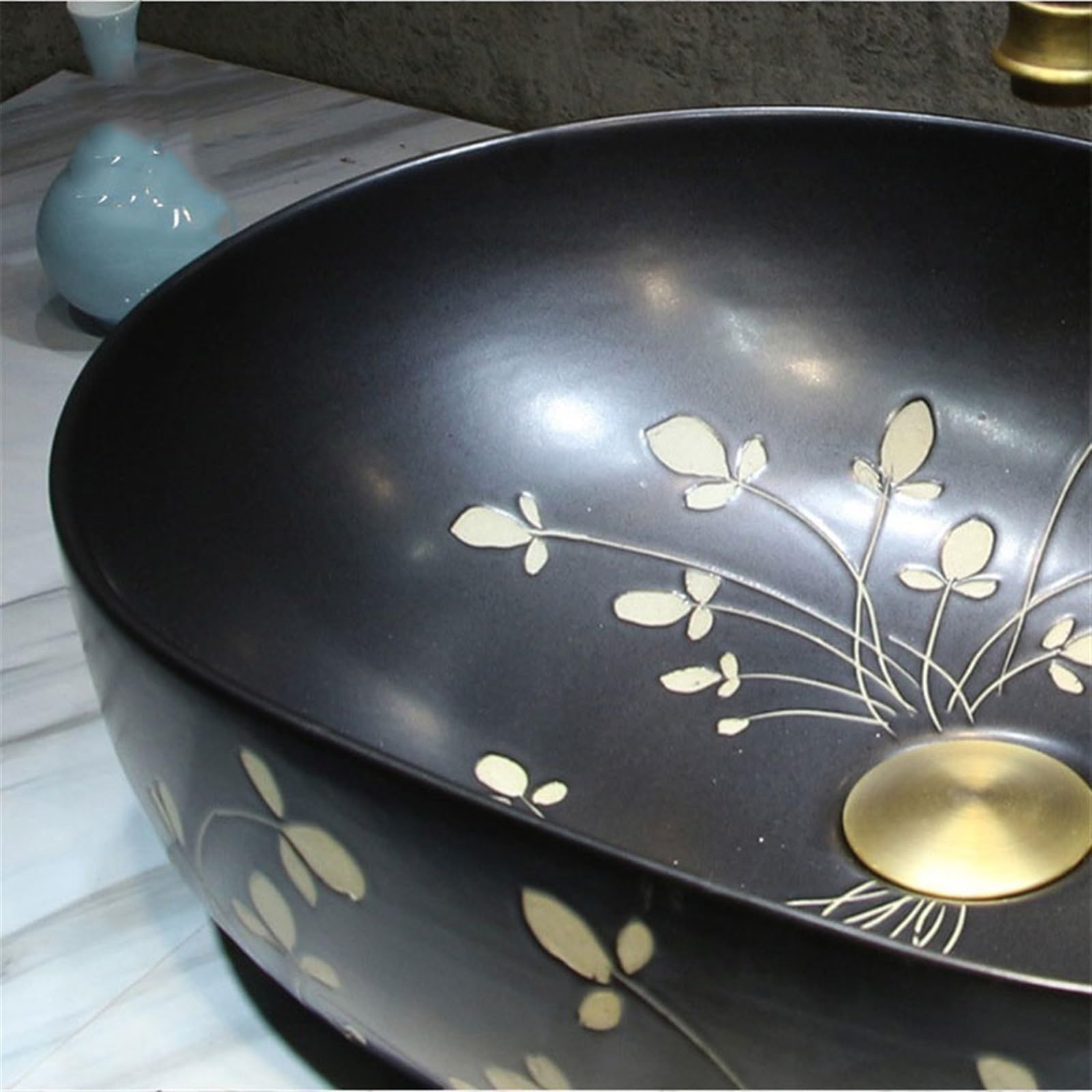 Baño Lavabo Lavabo de Mano de Arte Antiguo, Lavabo sobre encimera, Lavabo de baño for el hogar, lavabos de baño Retro de cerámica Fregadero del baño