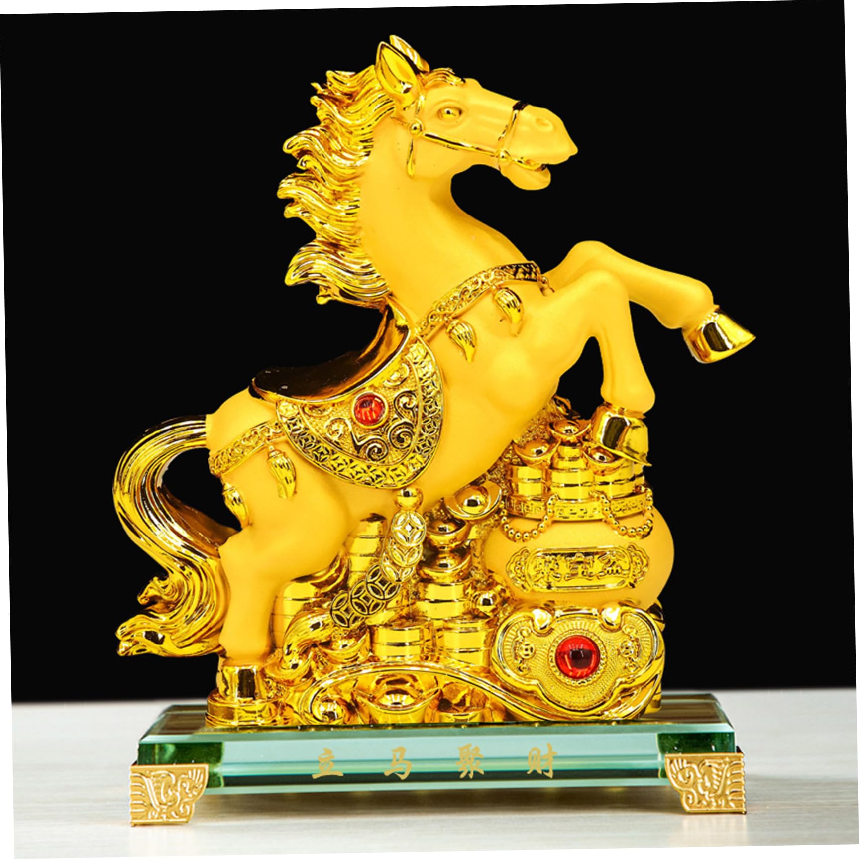 Latemeia Golden Feng Shui Decor Chinese Zodiac Horse Statue Luck & Wealth Chinese New Year 2026 For Home Office Decor, Homeused