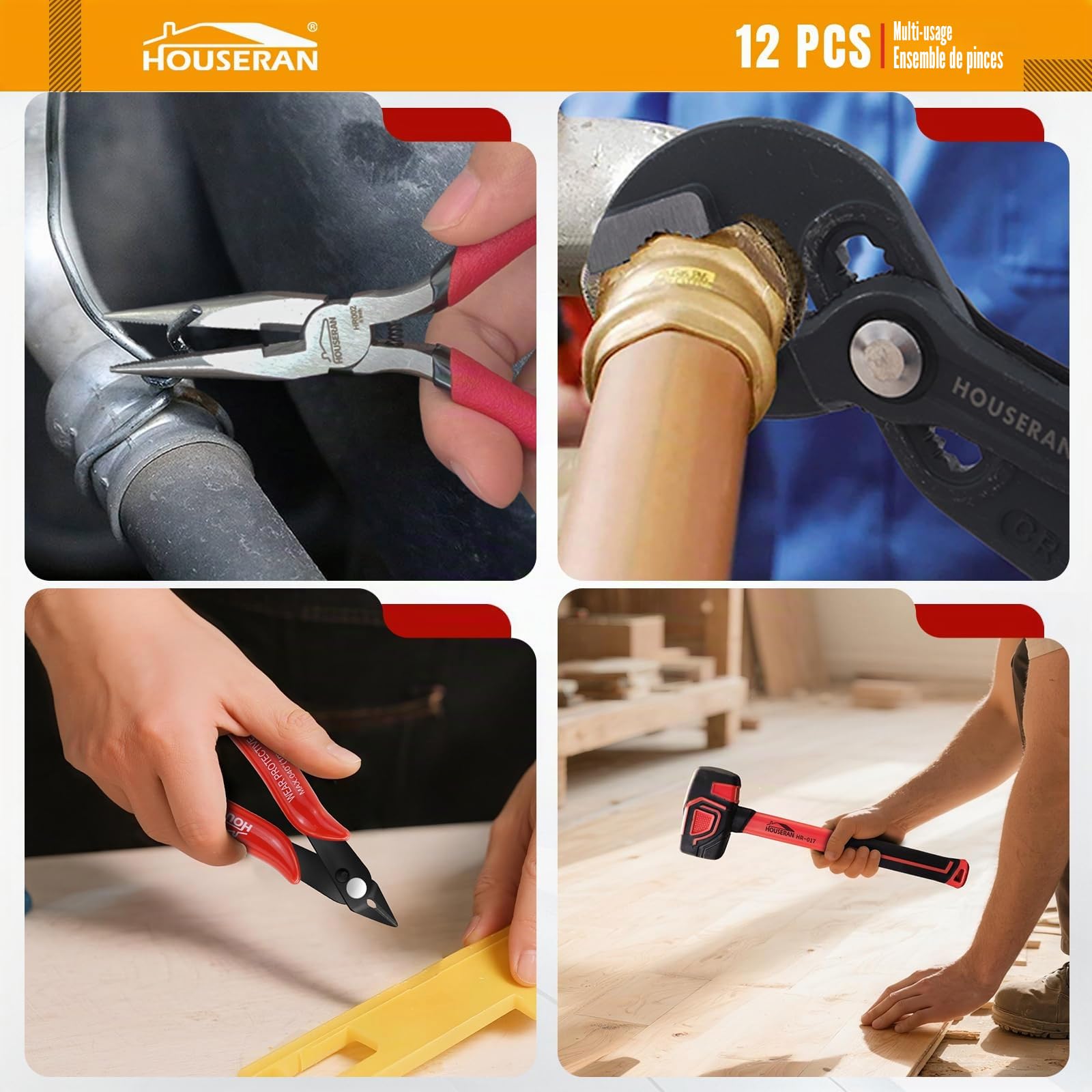 Coffret Outils 12 Pièces Jeu Pinces CRV Résistantes Pro Complet | 12 outils essentiels acier CRV, pinces multiples tournevis clés, coffret organisé bricolage maison/atelier