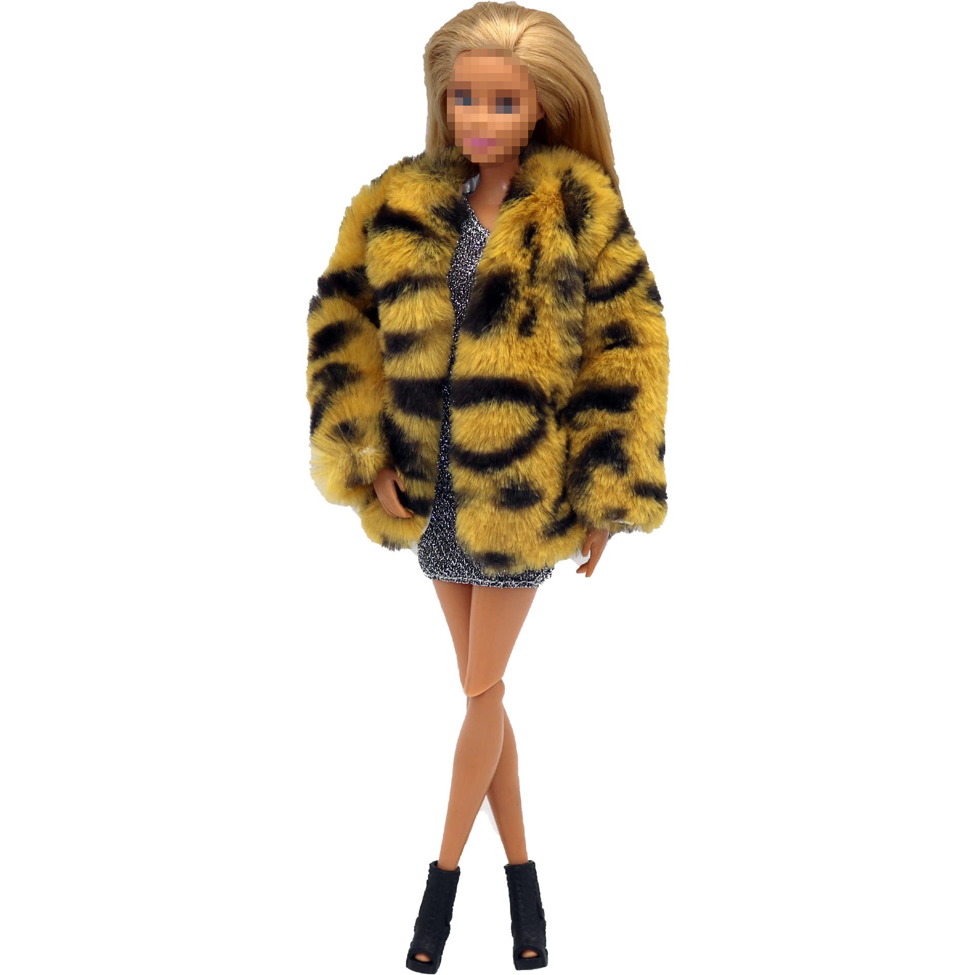 Doll Clothes,Lance Home 3 Sets of Lamb Coat Plaid Short Skirt Autumn Dresses Winter Coat and Clothes Plush Trench Outfit and Accessories for 11.5 inch Dolls - Image 3