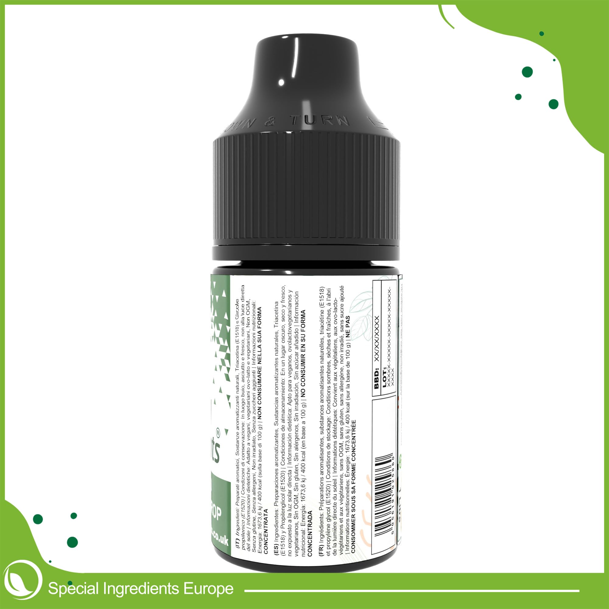 Special Ingredients Flavour Drops Basil, 1 L | Basilikum-Geschmackstropfen, Lebensmittelaroma, Vegane Geschmackstropfen, Für Backen, Speisen und Getränke, Zuckerfrei