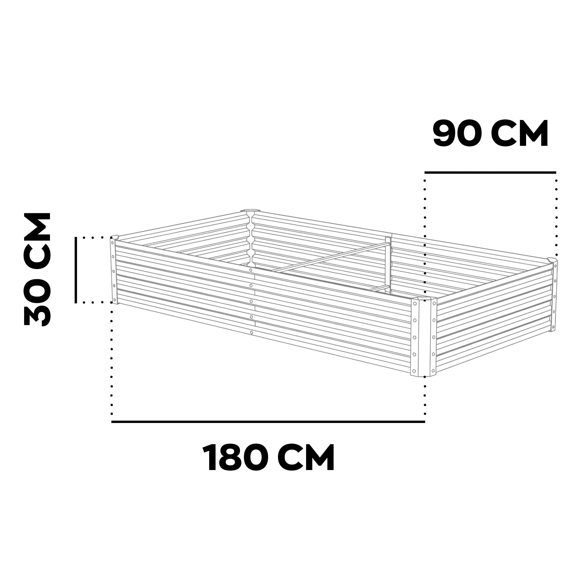 FRANKYSTAR® Hatake - Letto per Orto rialzato da Esterno 180x90x30 cm in Acciaio Inox Restistente alle Intemperie Nero