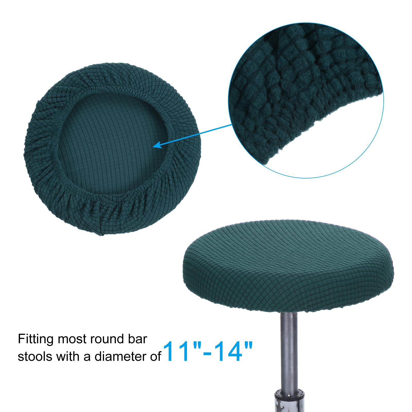 PATIKIL 11" Round Bar Stool Cover, 4 Pack Washable Elastic Stool Cover for Diameter 11"-13" Chair, Lake Blue - Image 3