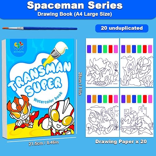 Vista 4 de JUNQIU - Juego de pintura de acuarela para niños, libros de pintura con agua para niños de 4 a 8 años, libro de pintura de acuarela de bolsillo, kit