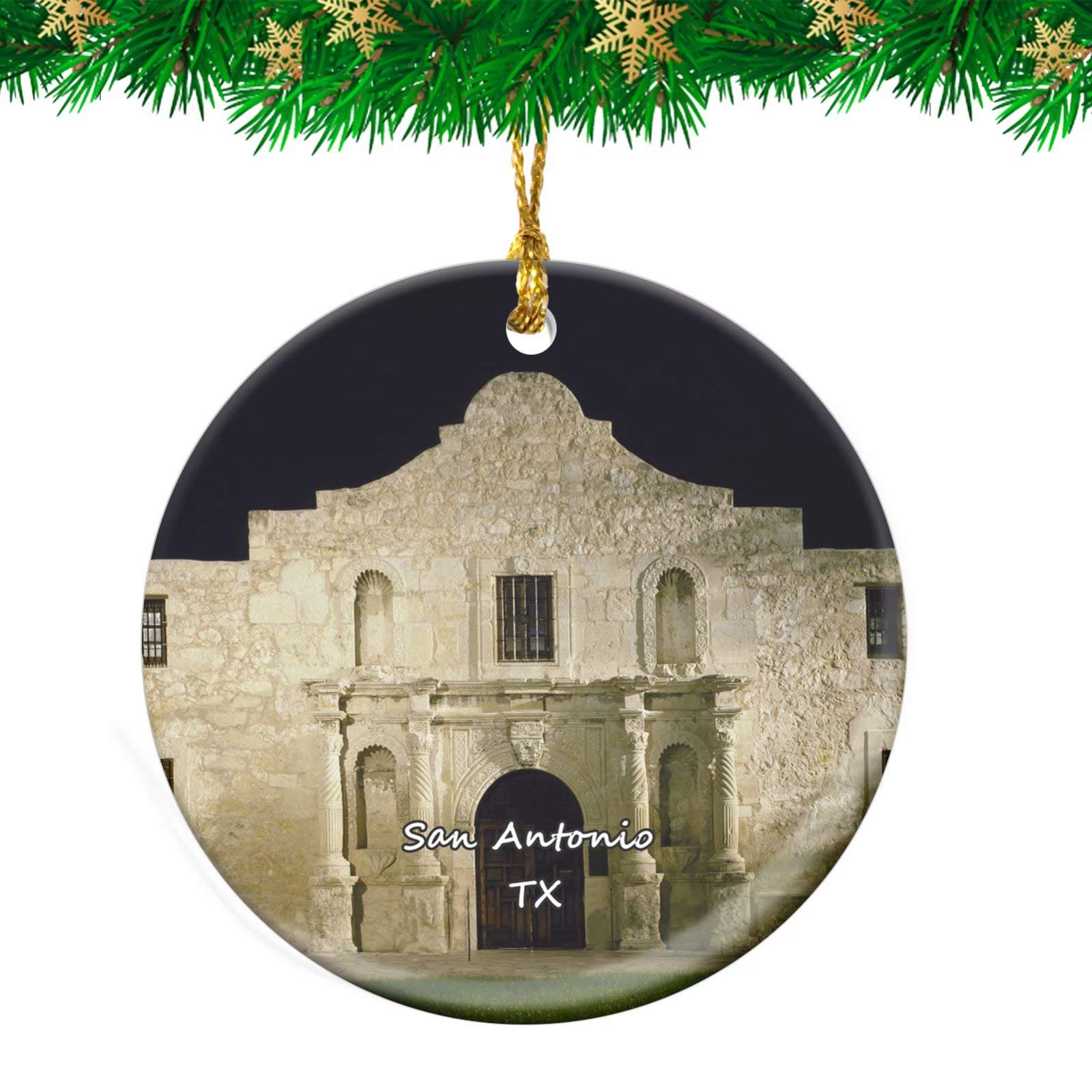 Weekino Ort-01963 San Antonio The Alamo Texas Usa Christmas Ornament Travel Souvenir Personalized Christmas Tree Pendant Hanging Decoration