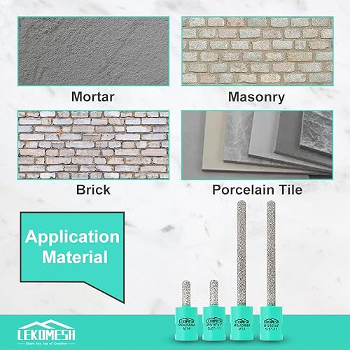 Miniatura 3 de LEKOMESH Broca de rastrillo de mortero de diamante de 516 x 4 pulgadas (0.315 in x 3.937 in) para extracción de mortero de junta de ladrillo y