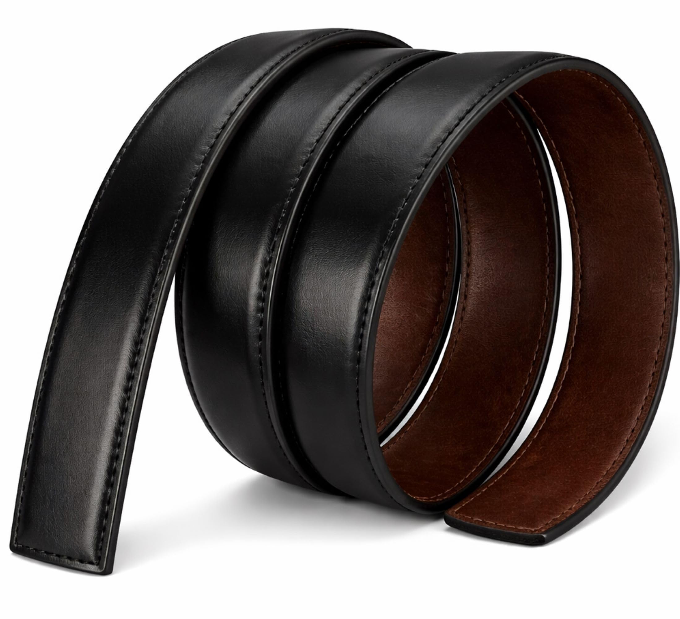 Belt Strap Without Buckle Pu Leather | Replacment Belt Strap Double Side | No Buckle Included | Pupln_1, Black-image-2