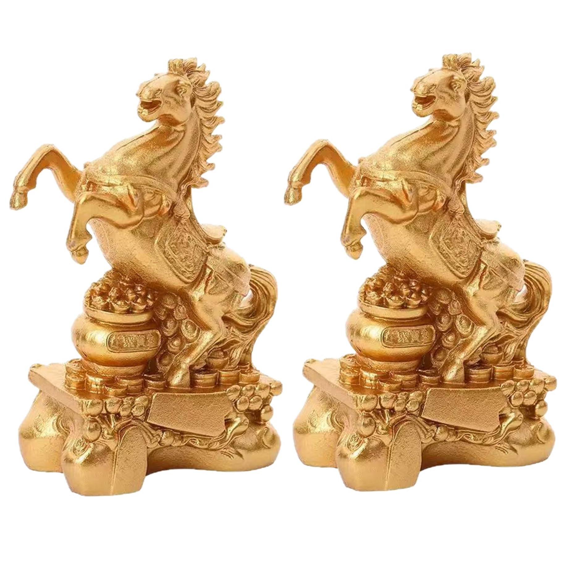 Monetais Assorted Color 2Pcs Horse Statue, Feng Shui Chinese Zodiac Horse Figurines Collectible Sculpture Table Decor For Wealth Luck Success Home Office Figurines