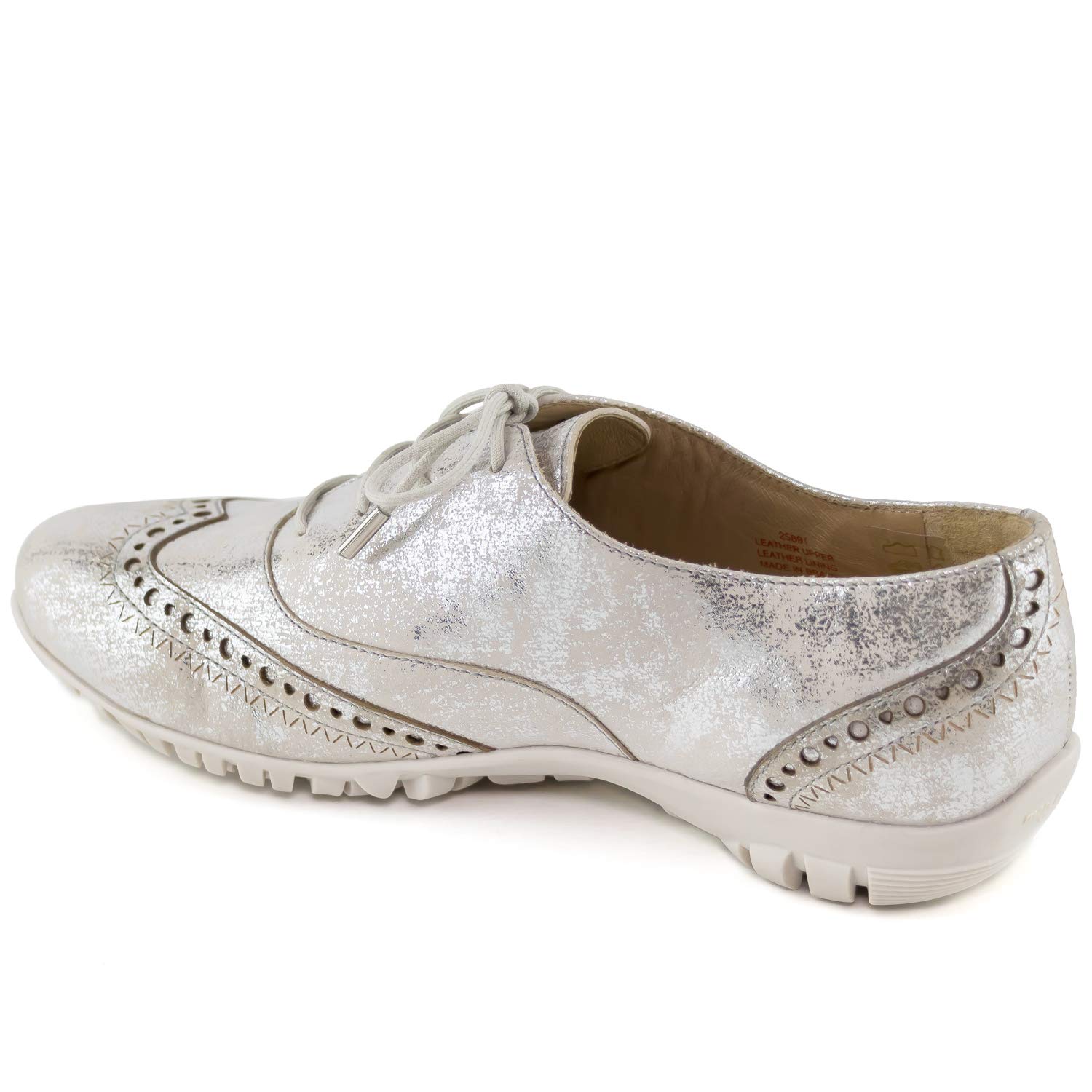 Marc Joseph New York Women's NYC Golf Loafer Flat, Silver Metallic Wash, 6