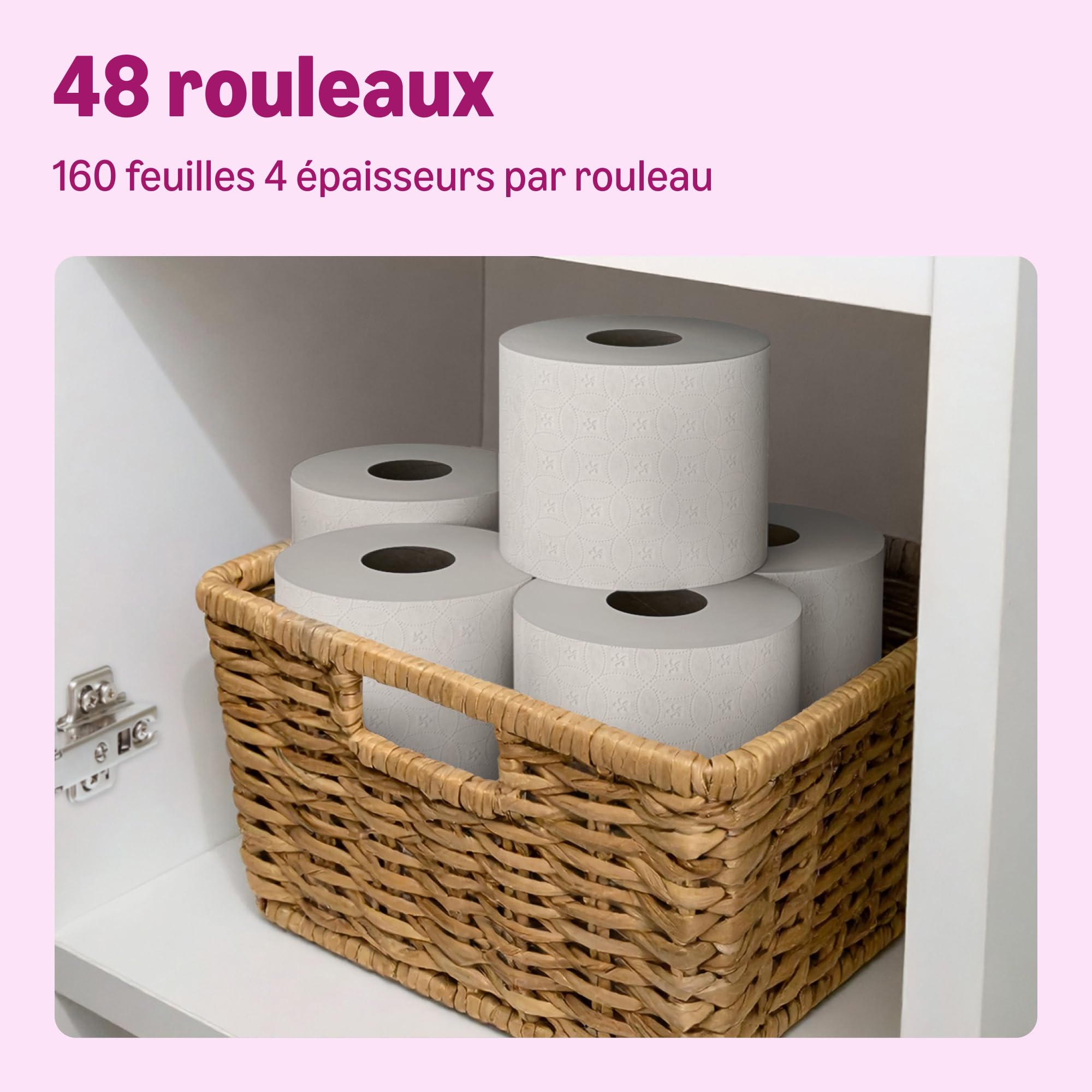 by Amazon Papier Toilette, 4 Épaisseurs Matelassé, Douceur Suprême, 48 Rouleaux (4 Paquets de 12), 160 Feuilles par Rouleau, Certifié FSC