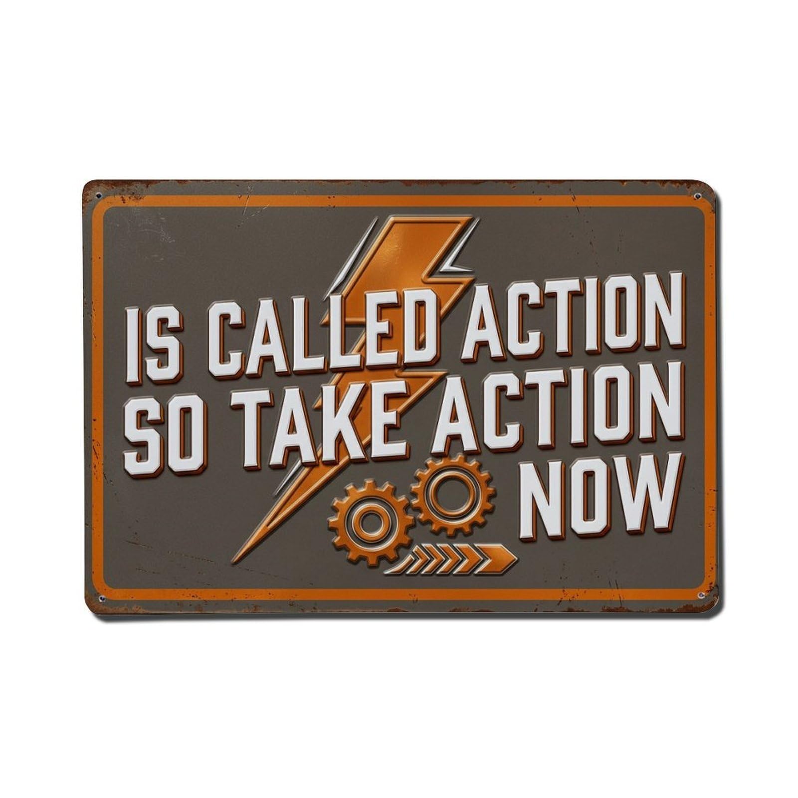 Is Called Action Factory Retro Motivational Slogans Metal Tin Sign Plaque Wall Decor for Cafe, Club Bar, Office, Home Garden Metal Poster 8x12Inch