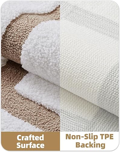 Miniatura 5 de Color&Geometry Alfombras de baño, de microfibra absorbentes de agua y de secado rápido, antideslizantes, lavables a máquina, extra suaves, para