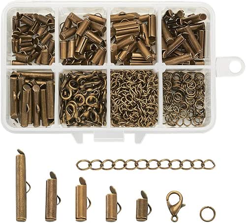 Beadthoven 1Box 5Sizes Antique Bronze Brass Slide On End Clasps