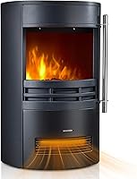 KINSING Freestanding Electric Fireplace Stove - 1500W Realistic 3D LED Flame, Thermostat, Timer, Remote, Overheat Protection, Black Cast Iron