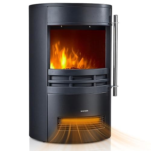 Freestanding Electric Fireplace Stove, 1500W Heater with Realistic 3D LED