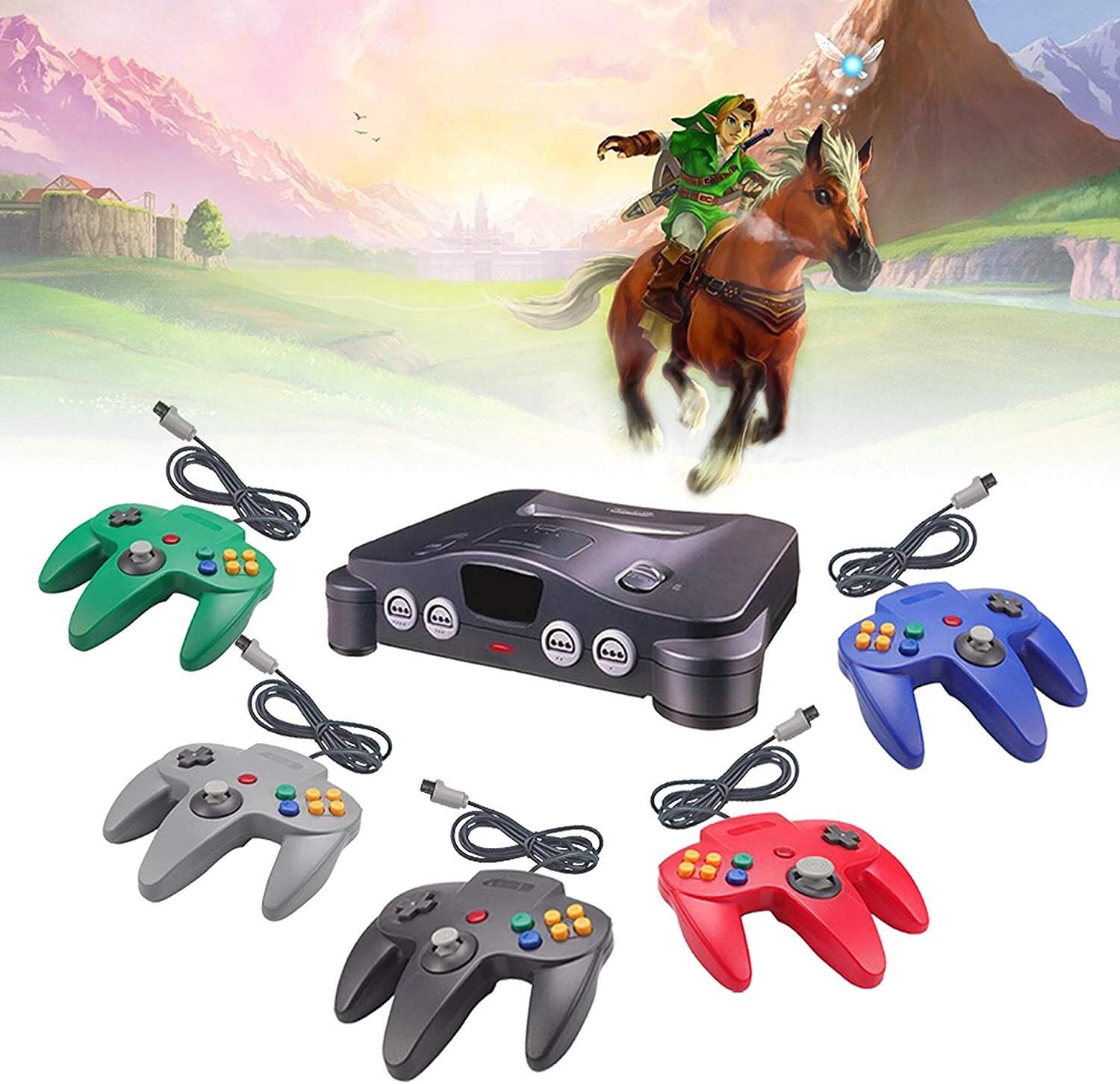 Wired Controller for Nintendo 64 N64 Console, Upgraded Joystick Classic Video Game Gamepad (Red and Blue)