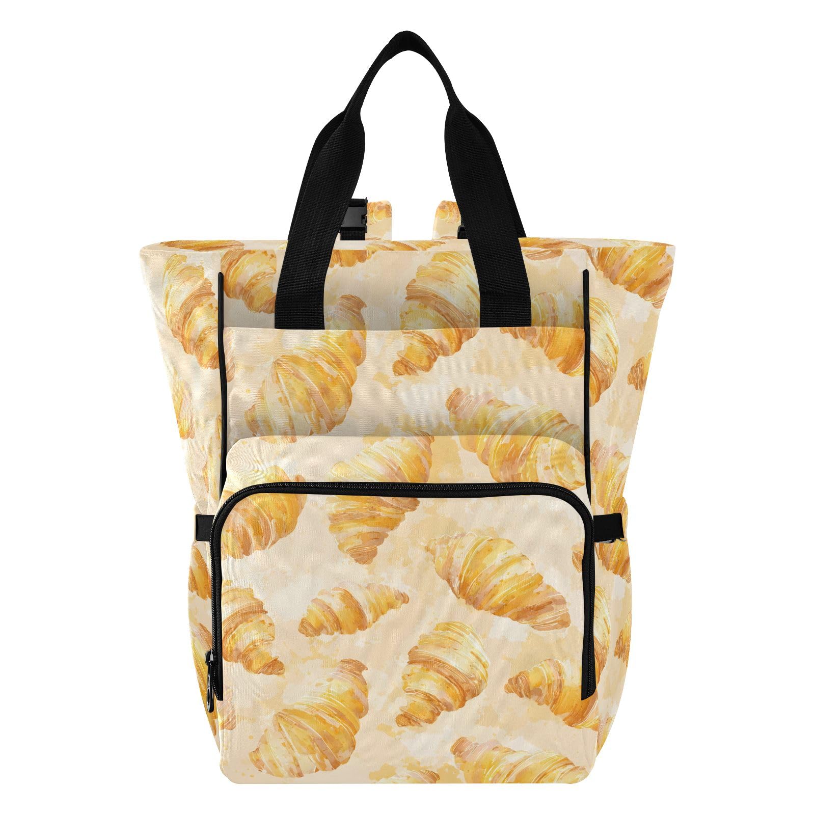Mnsruu Croissant - Borsa per pannolini per bambini, motivo acquerello, grande, impermeabile, da viaggio, per mamme e papà