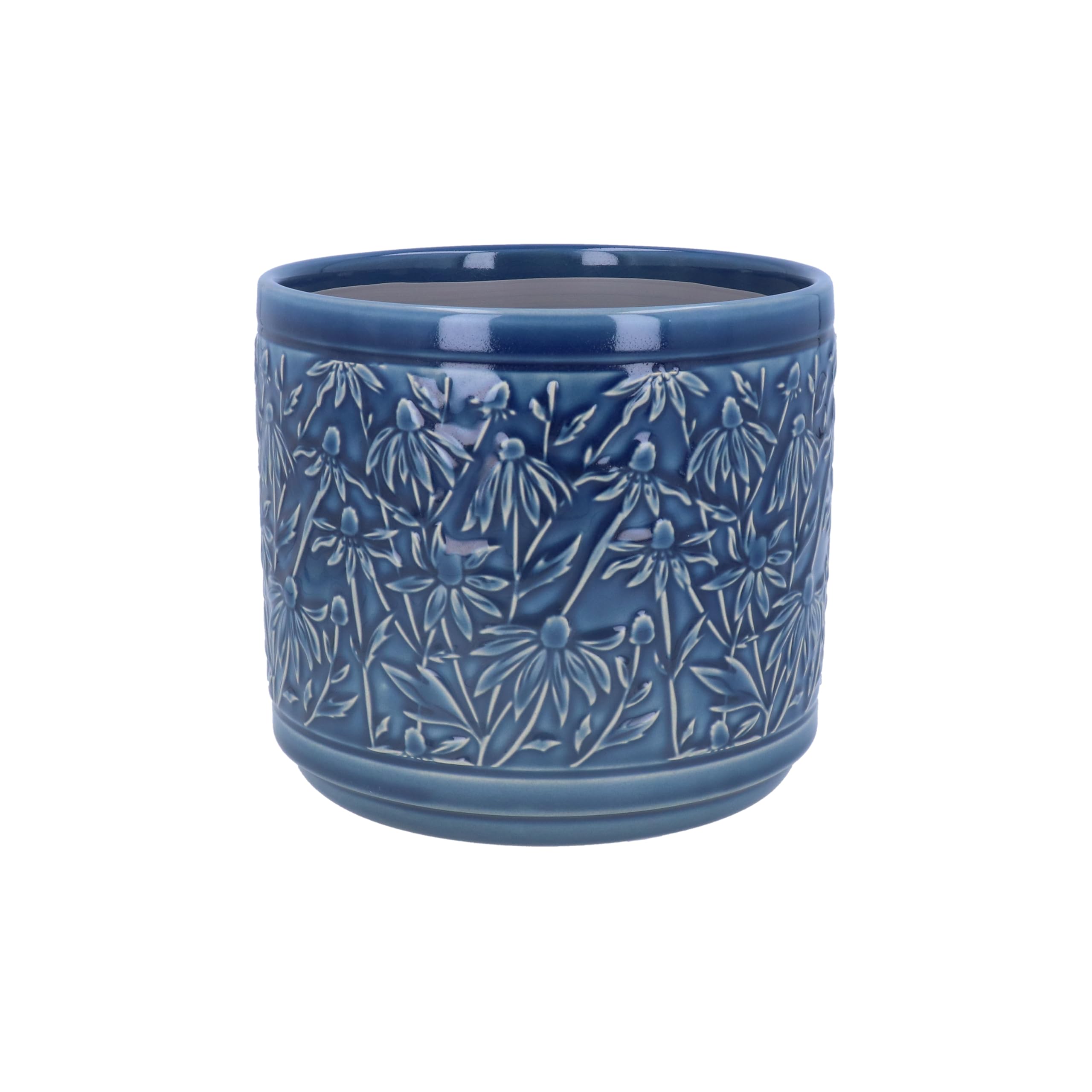 Gisela Graham Blue Navy Ceramic Plant Pot, Small