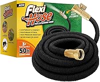 Flexi Hose 50FT Expandable Garden Hose - Lightweight Retractable Water Hose with No-Kink Design, Solid Brass Fittings & Double Latex Core