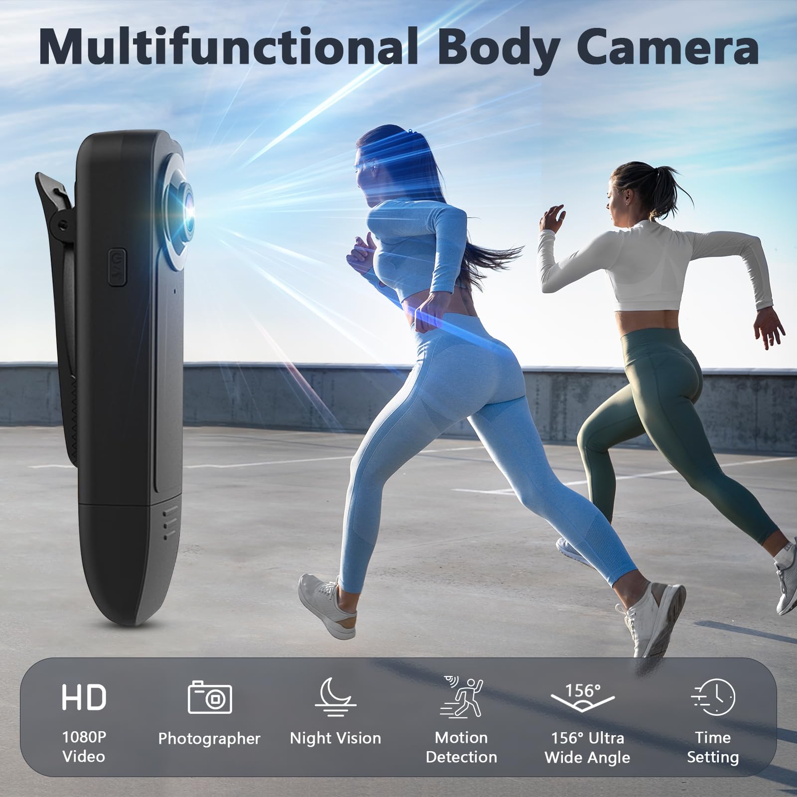LIROPAU Mini caméra corporelle 1080p avec Carte mémoire 32 Go, caméra HD 1080p, Petite cam-éra sans Wi-FI, cam-éra de Surveillance Portable avec Vision Nocturne et Enregistrement Audio et vidéo.