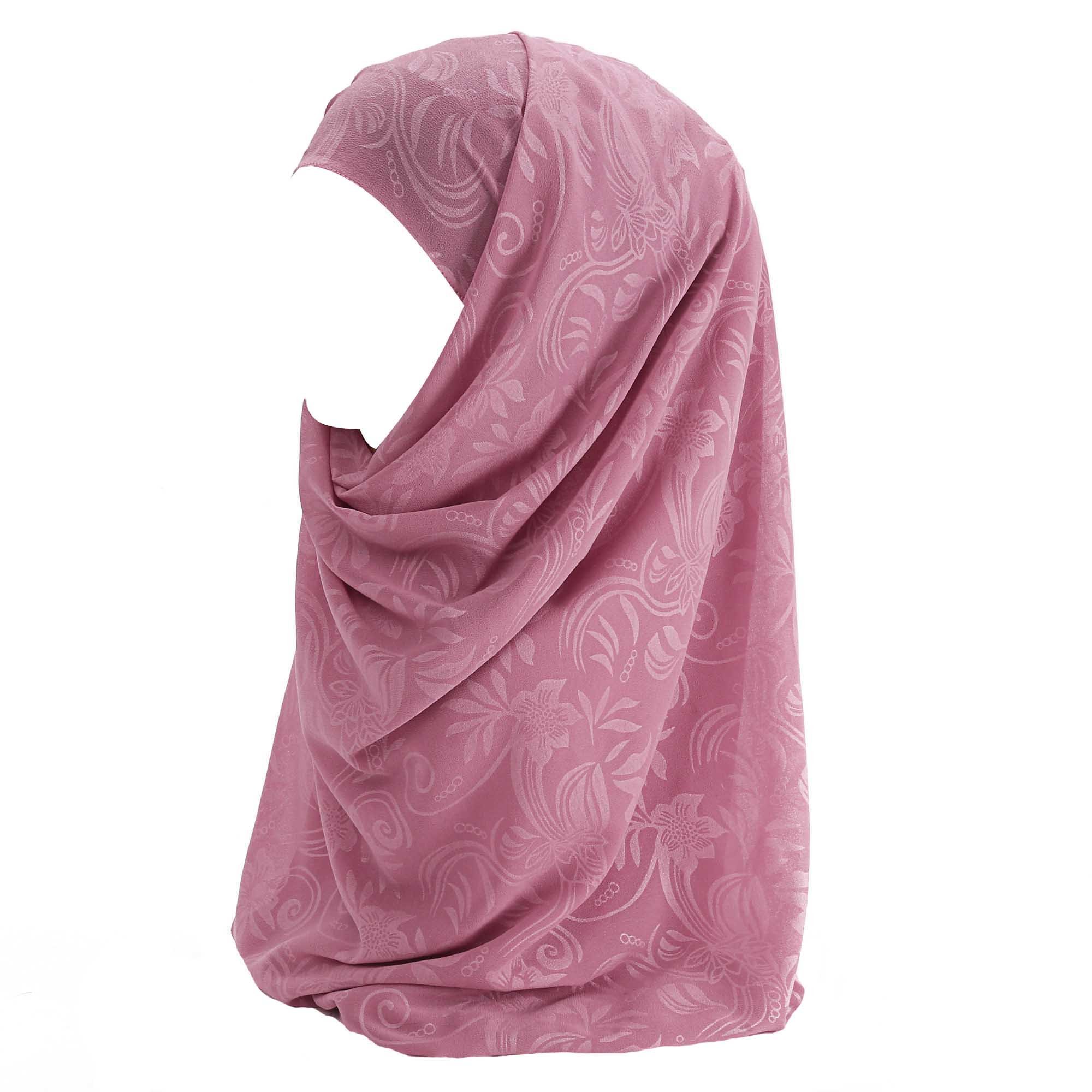 Lina & Lily Women's Dusty Pink Floral Print Chiffon Muslim Hijab Scarf (Dusty Pink)