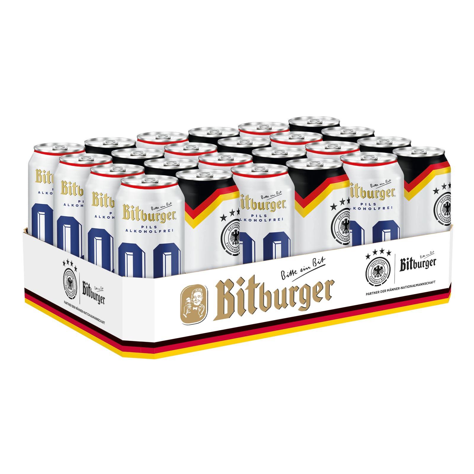 Bitburger 0,0% Pils Alkoholfrei - Dosen-Bier (24x 0,5l) - Isotonisch - Nach Deutschem Reinheitsgebot Gebraut - WM Edition: nur so lange der Vorrat reicht