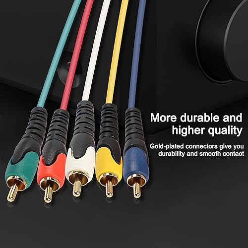 Miniatura 8 de MEIRIYFA 5-RCA Male RGB Component Audio Video Cable,5-RCA Male to 5RCA Male Gold Plated Cable for DVD,TVHDTV, VCR's, CD Players VCR, Camcorder,