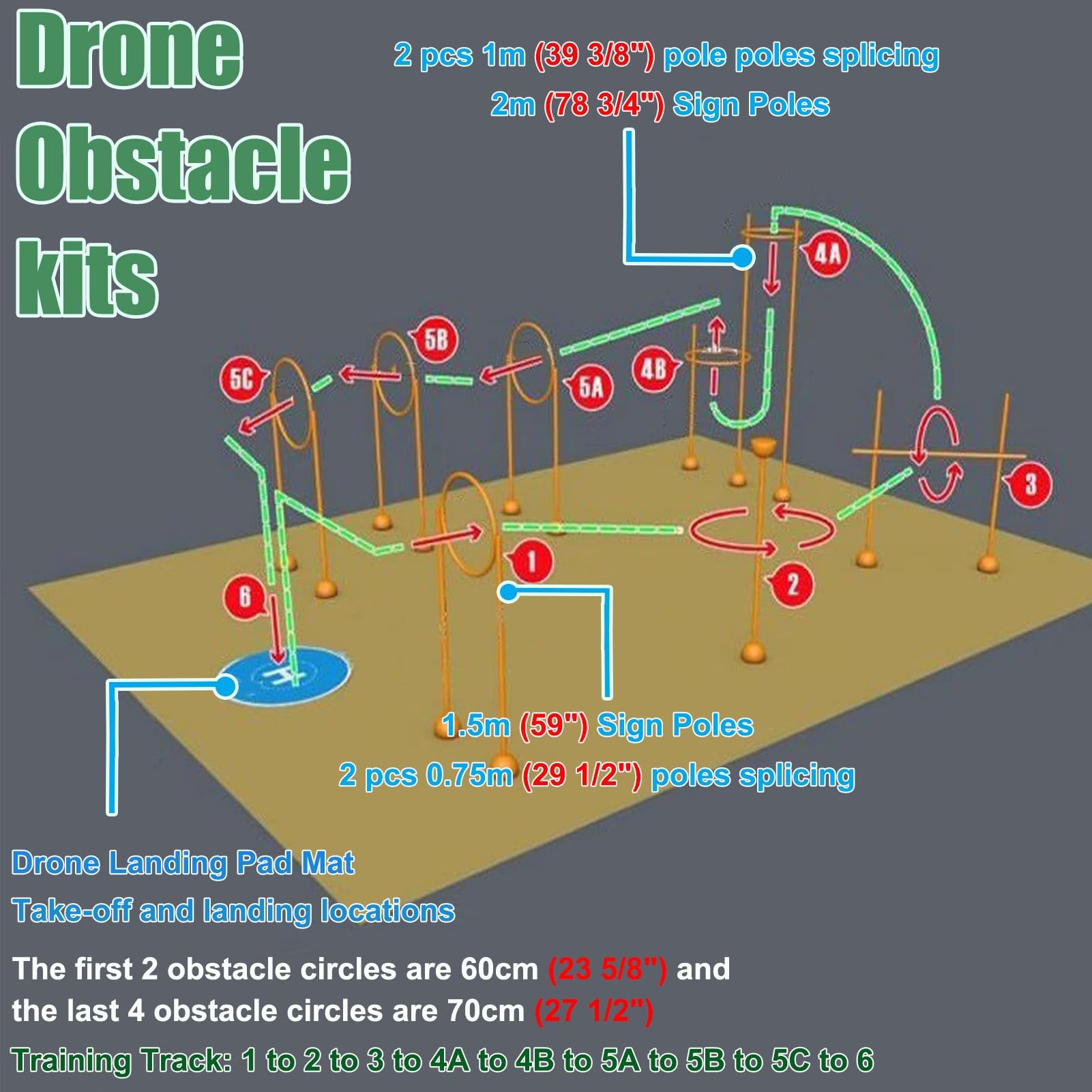 Drone tor Przeszkód Wyścigi Dronów na Świeżym Powietrzu, Tor Przeszkód, Silne Wiatry, Zestaw RC Fpv Racing Drone League do Szkoły/Parku/boiska Sportowego, Ćwiczenia Quadrocoptera/Samolotu