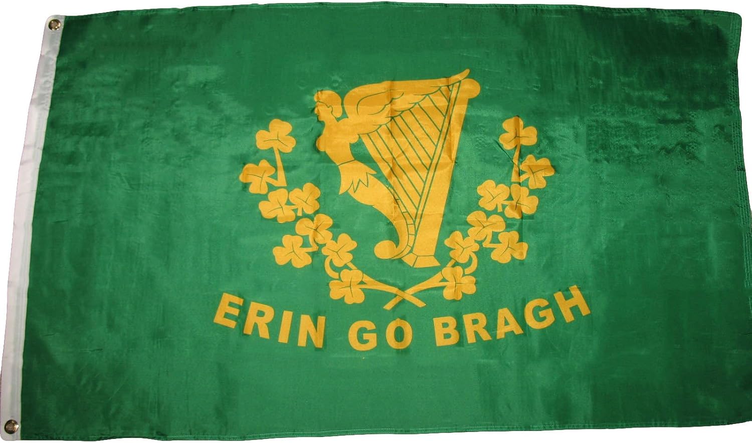 MWS 3'X5' Ireland Irish Erin Go Bragh Harp Premium 210D 3x5 Flag Set (Super Polyester) w/Heavy Duty 6-Feet Spinning Flag Pole Bracket Residential Commercial