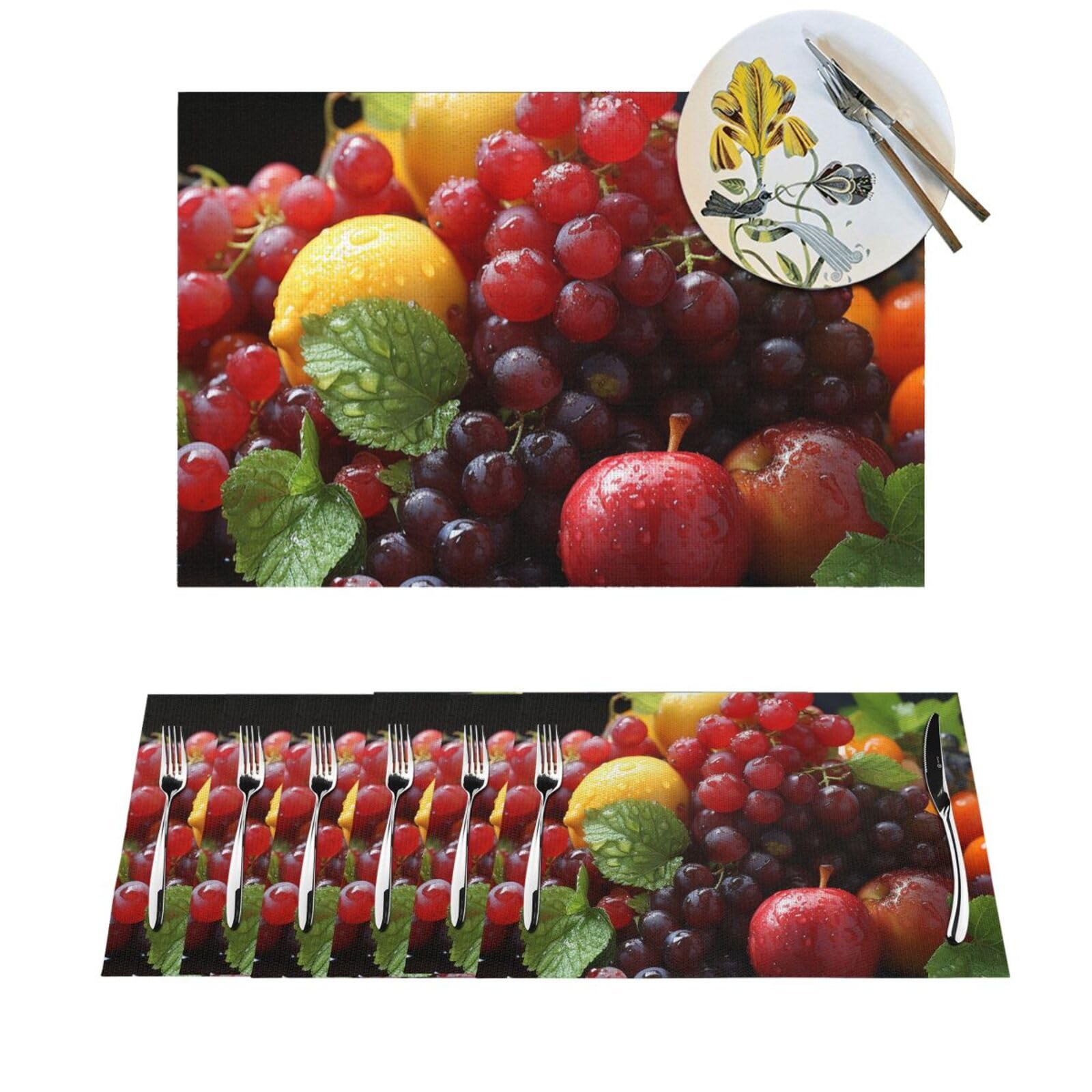 Set de table en vinyle pour salle à manger et repas quotidiens en famille motif fruits frais