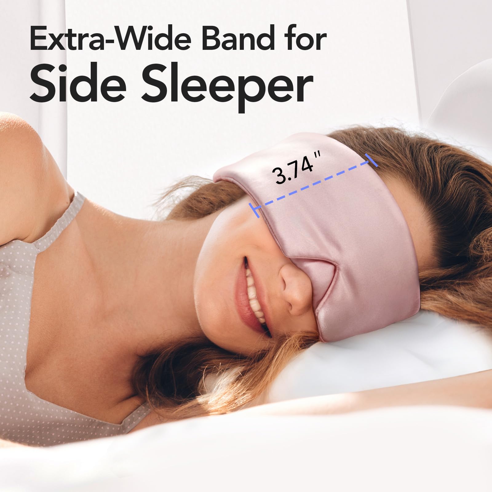 LitBear Silk Sleep Mask for Side Sleeper, Travel, Airplane, Pale Pink — Amazon image 6
