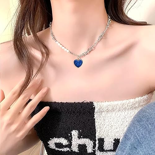 Miniatura 4 de Honbay 40 dijes de aleación de esmalte azul con forma de corazón para aretes, collares, pulseras, fabricación de joyas y manualidades