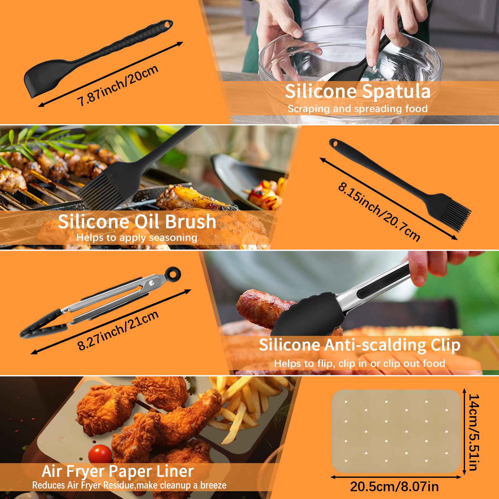 Moule Silicone Air Fryer pour Ninja Foodi FlexDrawer 10.4 L AF500EU, 24 Pièces Silicone Accessoires Air Fryer pour Friteuse, AF500EUCP Accessoires 1×10.4L+2×5.2L