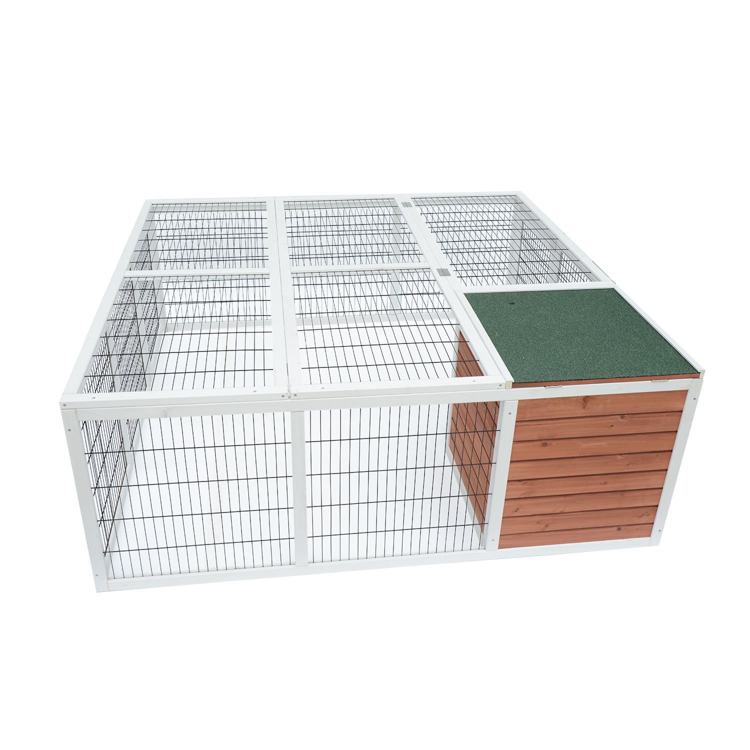 PawHut 64" Wooden Outdoor Rabbit Hutch Playpen Tortoise House Habitat