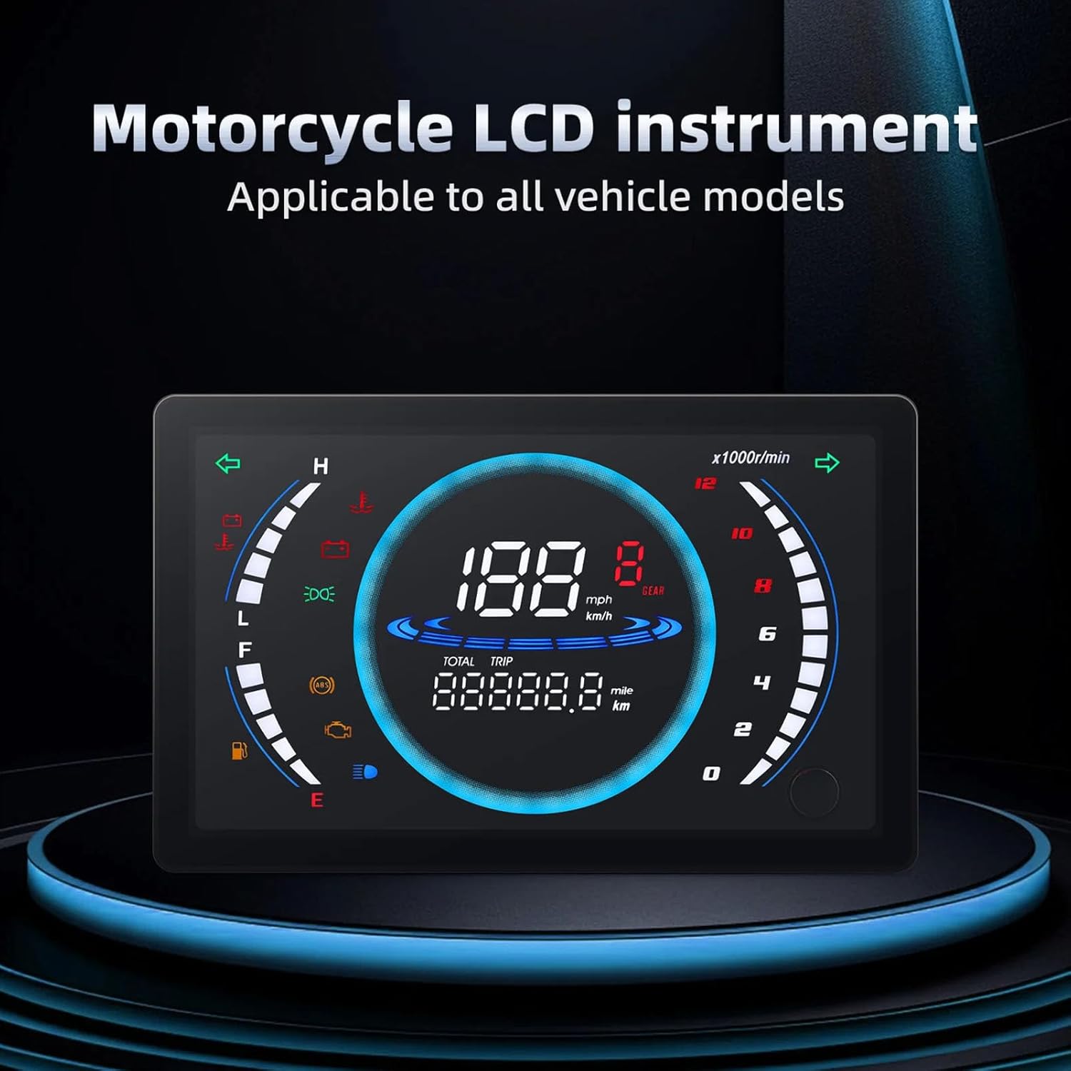 Motorcycle Digital Dashboard Adjustable LED Speedometer Tachometer with RPM Temperature Gear Display Motorcycle Tachometer with Gear Indicators