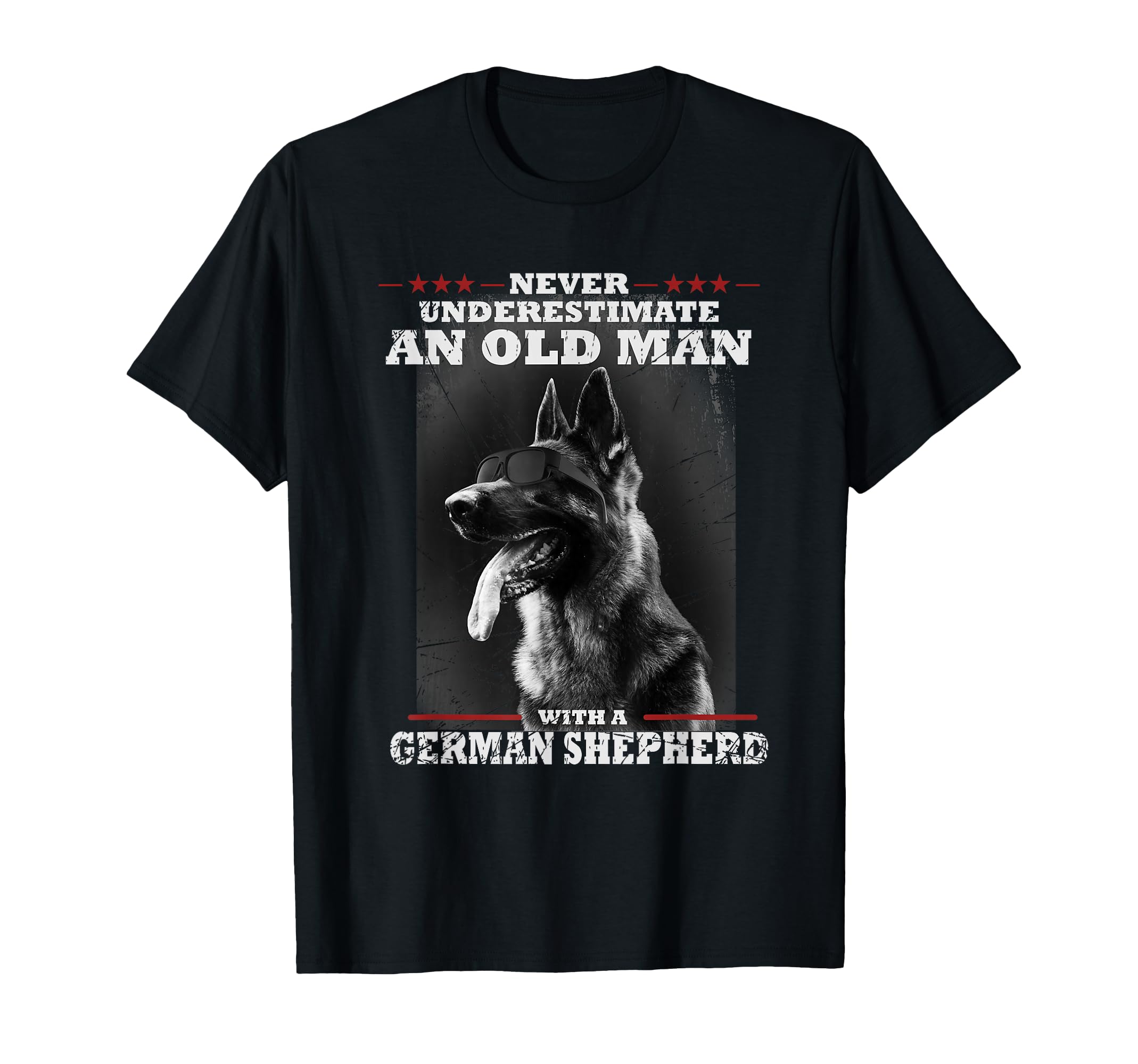 Never Underestimate An Old Man - German Shepherd Dog Vintage T-Shirt