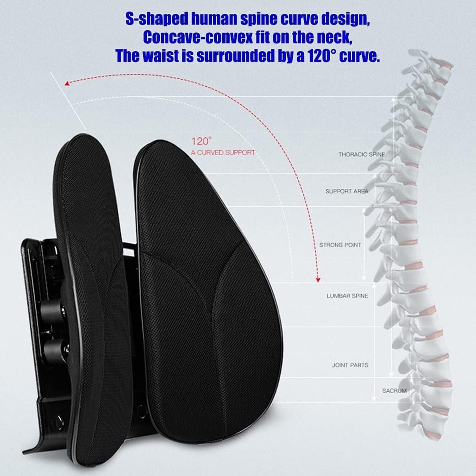 Almohada Lumbar Cojín Ergonómico para Sentarse Respaldo Ortopédico De Espuma Viscoelástica Lavable para Sillas De Oficina,Asientos De Coche,Escritorio (Color : A)