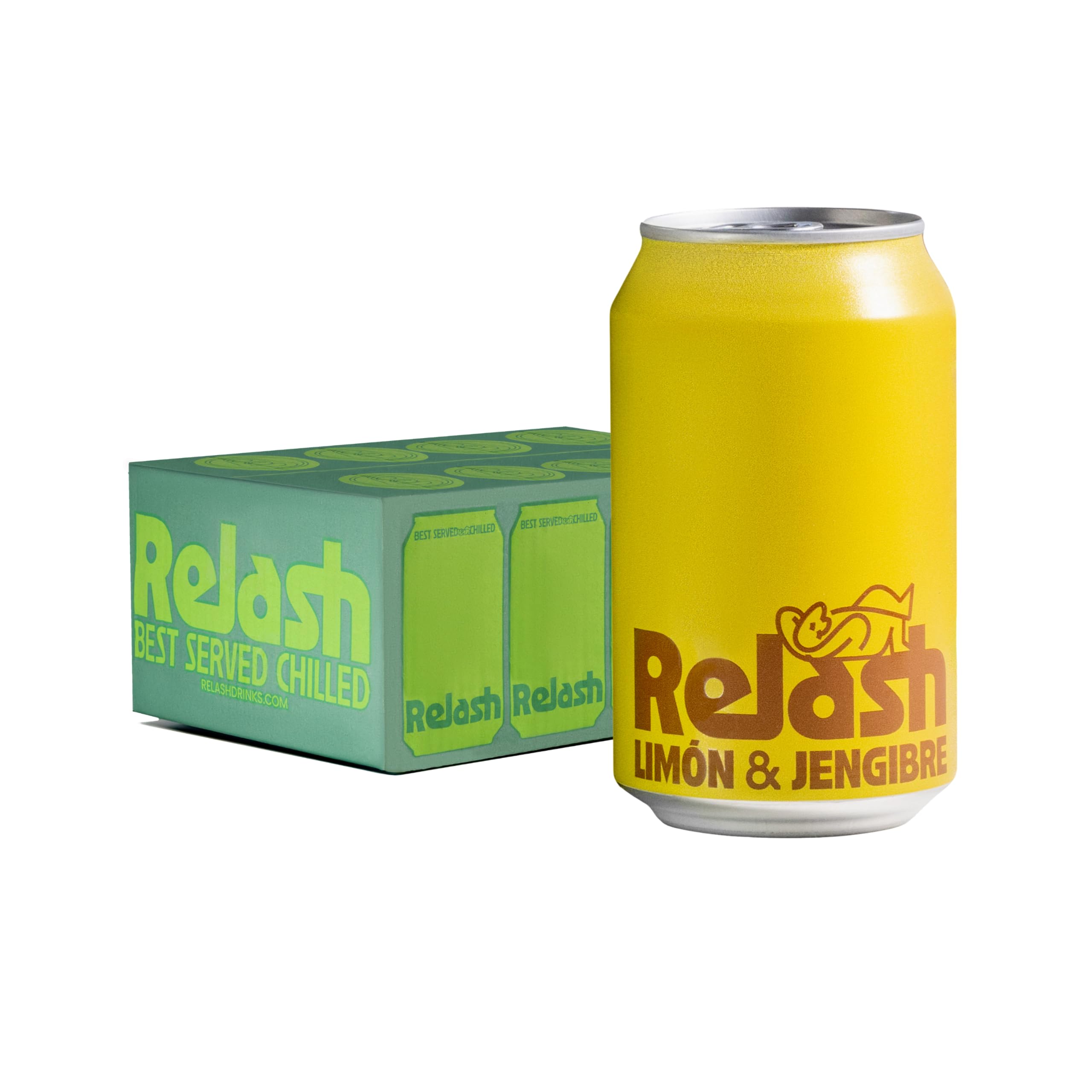 RELASH - Limón y Jengibre (12 x 330 ml), Refresco 100% Natural, Bajo en Calorías, con Vitamina C