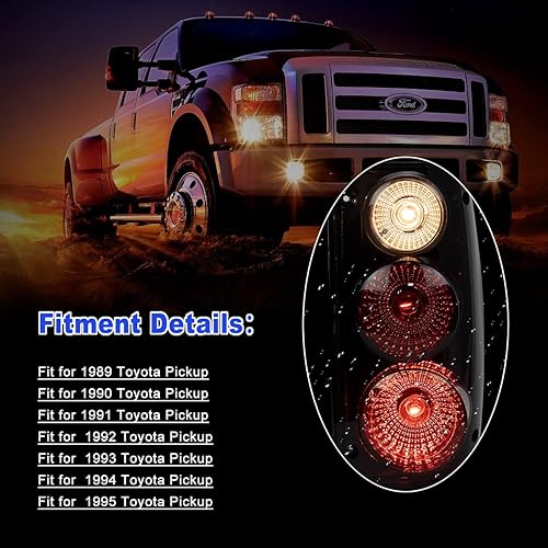 Miniatura 3 de ROXX Conjunto de luces traseras para camioneta Toyota 1989, 1990, 1991, 1992, 1993, 1994, 1995, repuesto de lámparas traseras, para lado del