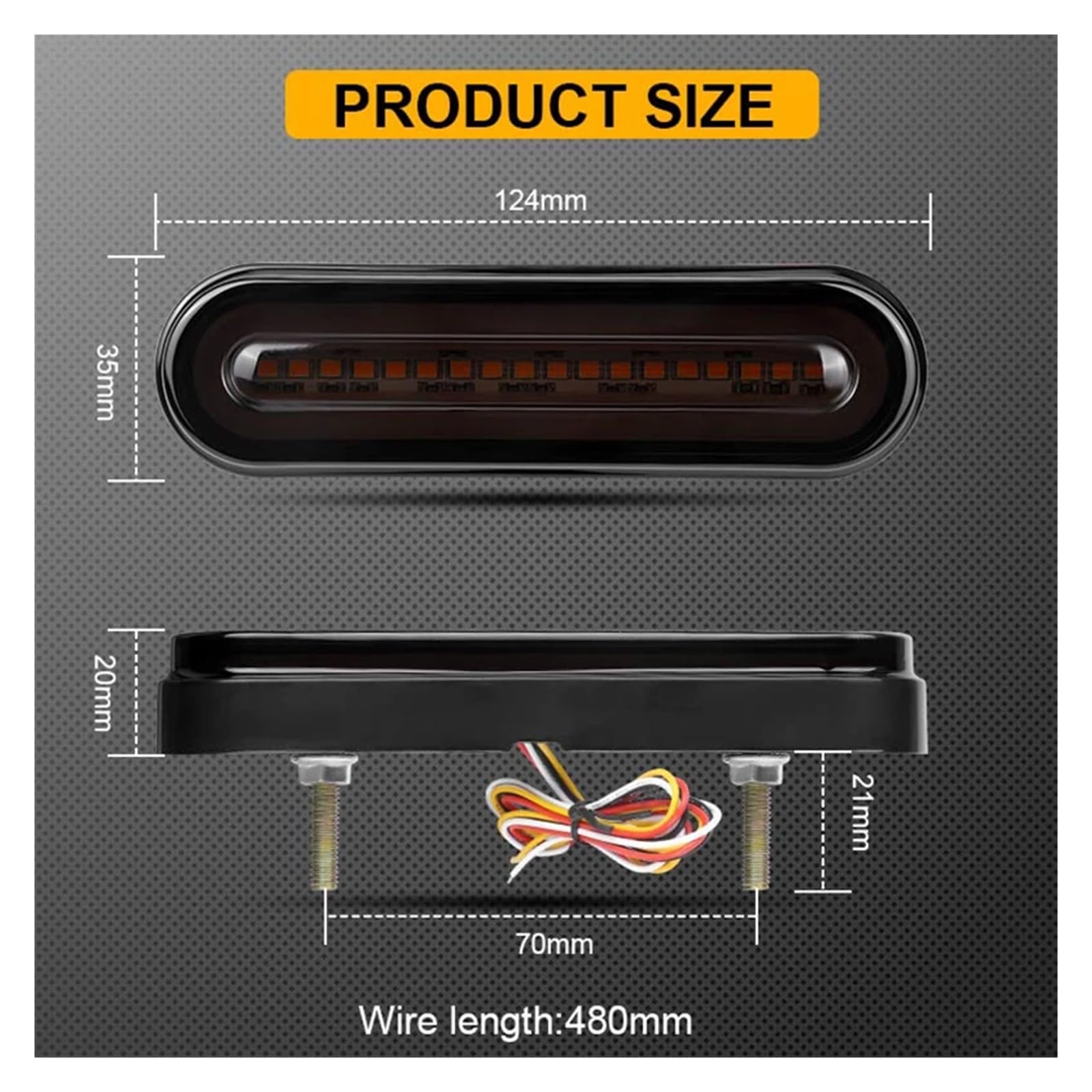 Feu Pour Arrière Pare-chocs 3 En 1 LED Frein Arrière Remorque Coulant Clignotant DRL ATV Arrêt Arrière Lampe D'avertissement(2pc 55 LED 124mm)
