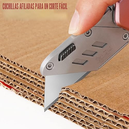 Miniatura 2 de DIYSELF Paquete de 50 Cuchillas para Cuchillo Utilitario, Cuchillas Cortadoras de Caja de Acero SK5 con Dispensador, Cuchillas Estándar